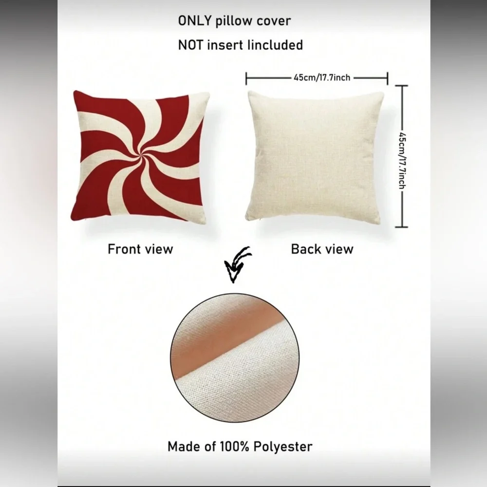 🎄2 Red and Cream Swirl Holiday Throw Pillow Casings